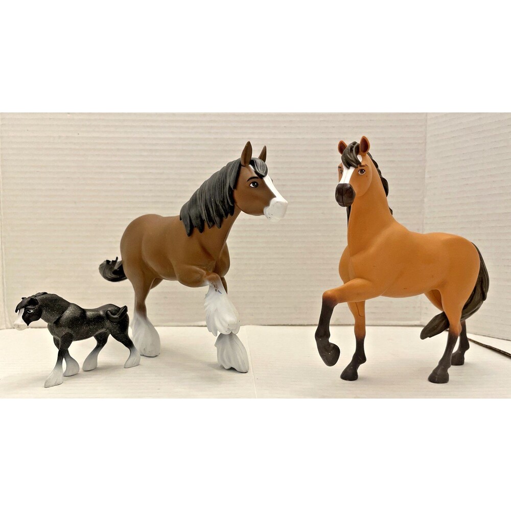 Spirit Riding Free Horse Figure Lot of 3 Spirit Flaca Clydesdale + 3” Mini Horse